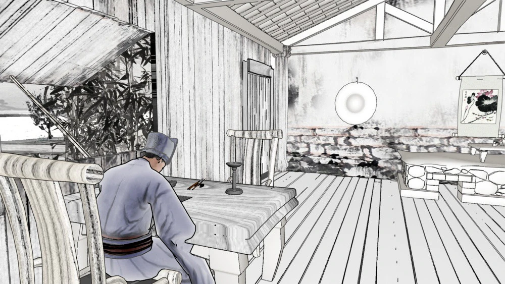 Chinese Brush Painting 3D Model .c4d .max .obj .3ds .fbx .stl .blend 