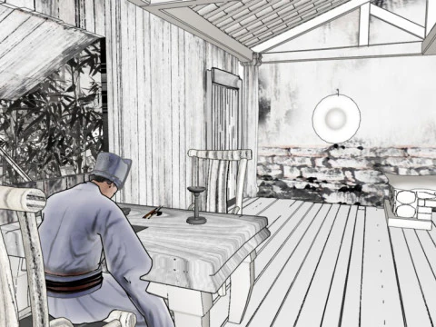 Chińskie malowanie pędzlem Model 3D