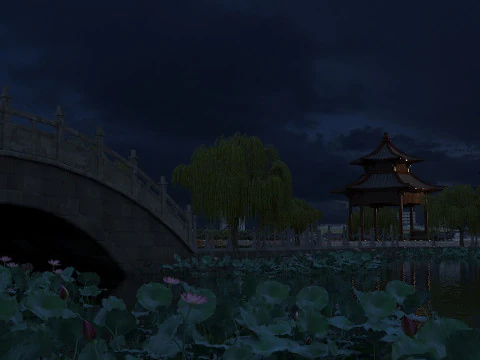 Lotus pond 3D Model