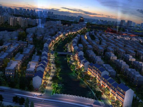 Cena noturna urbana Modelo 3D