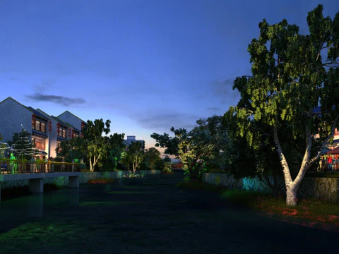 Urban night scene 3D Model