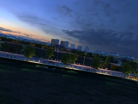 Urban night scene 3D Model