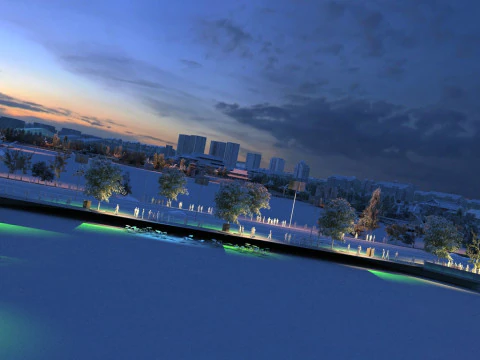 Urban night scene 3D Model