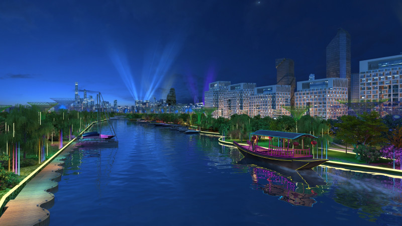 Night view of city Modèle 3D .c4d .max .obj .3ds .fbx .stl .blend 