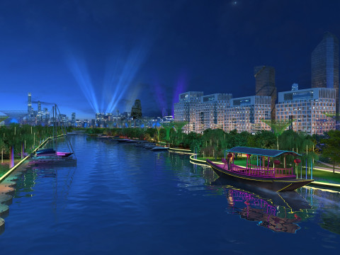 Night view of city Modelo 3D