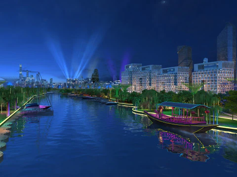 都市の夜景 3Dモデル