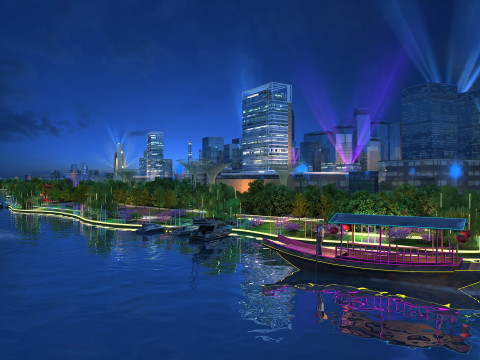 Night view of city Modèle 3D