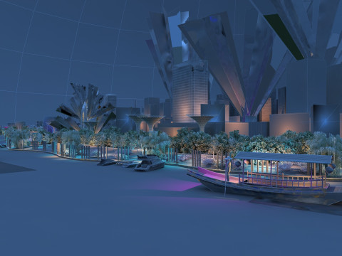 Night view of city Modèle 3D