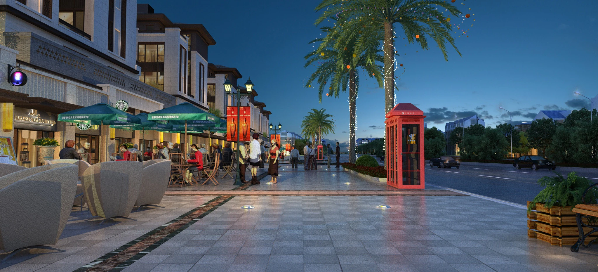 Business street 3D Model .c4d .max .obj .3ds .fbx .stl .blend 