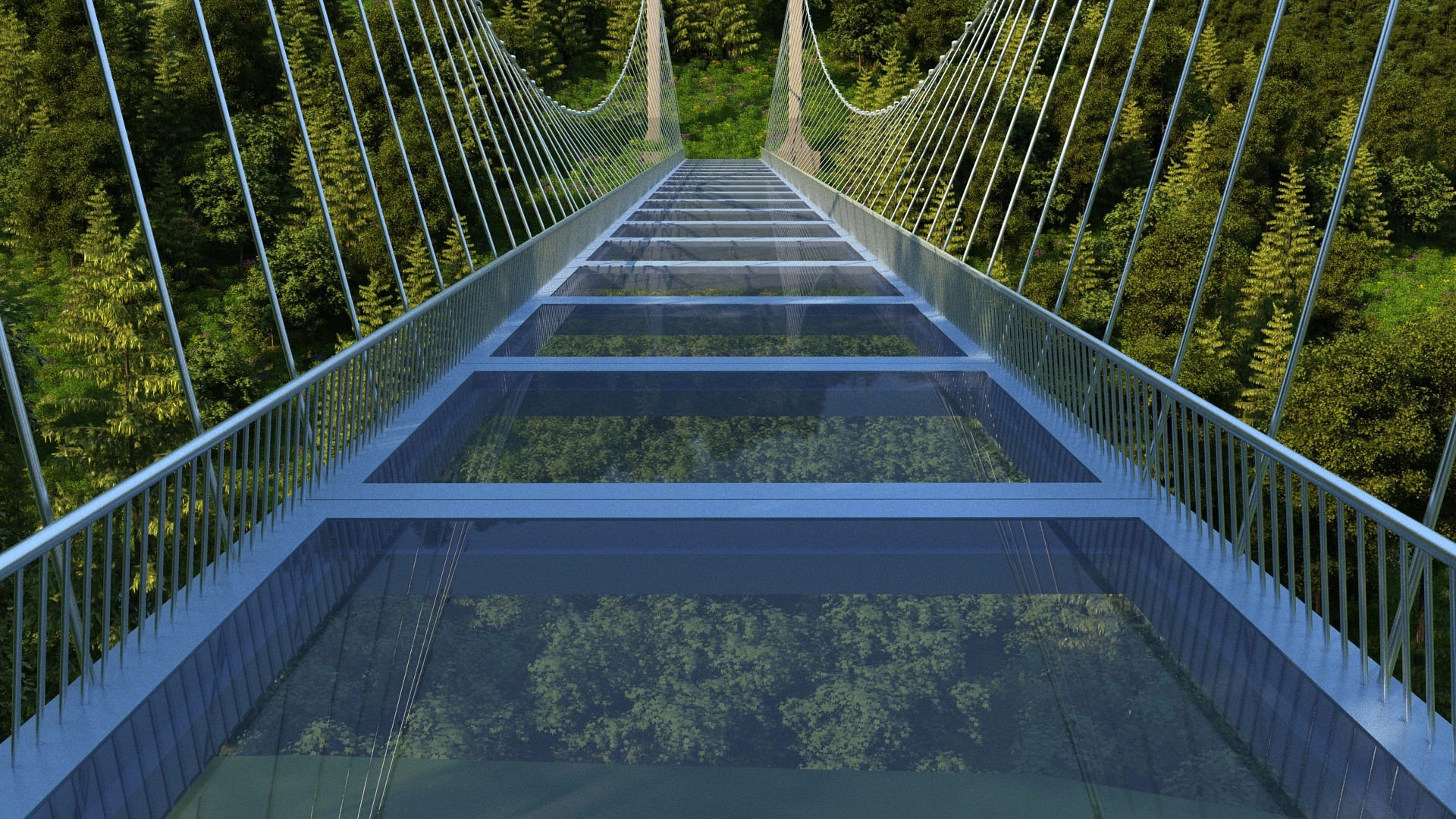 Glass walkway 3D Model .c4d .max .obj .3ds .fbx .stl .blend 