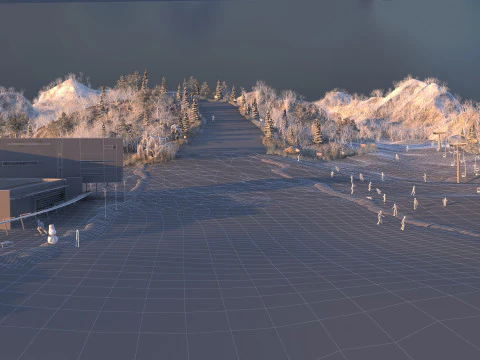 Estaci&oacute;n de esqu&iacute; Modelo 3D