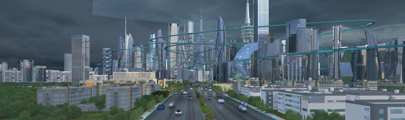Science and technology city 3D Model .c4d .max .obj .3ds .fbx .stl .blend 