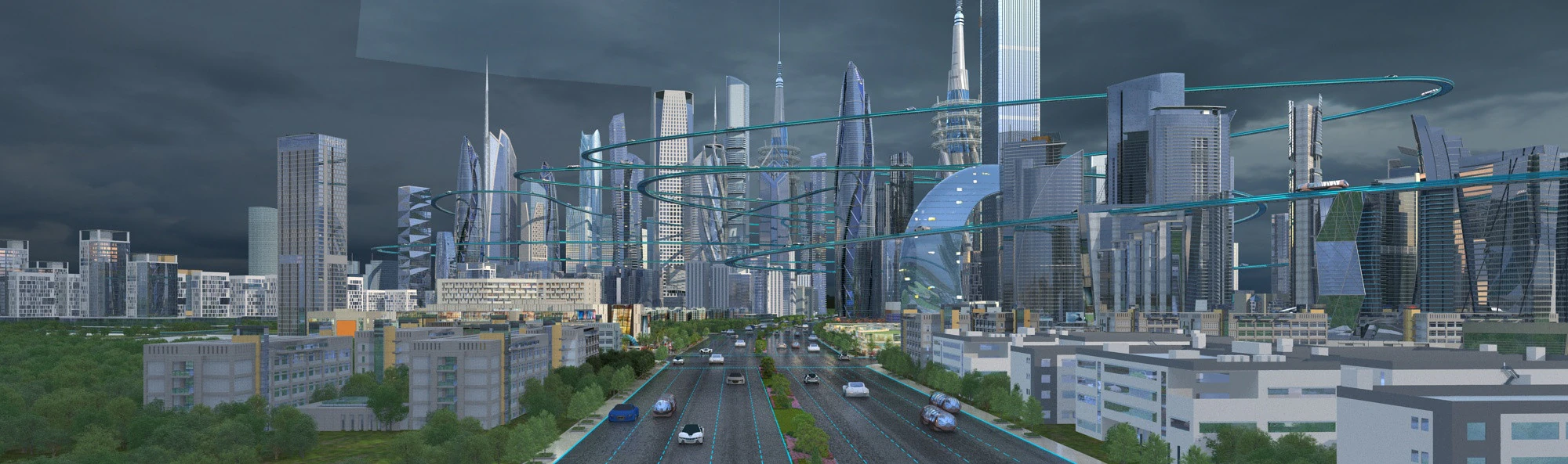 Science and technology city 3D Model .c4d .max .obj .3ds .fbx .stl .blend 