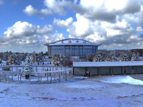 Square snow scene 3D Model