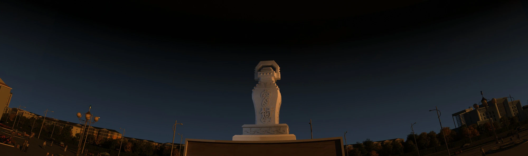 Night view of square 3D Model .c4d .max .obj .3ds .fbx .stl .blend