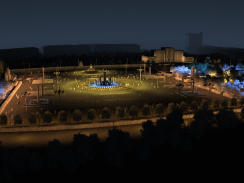 Night view of square 3D Model