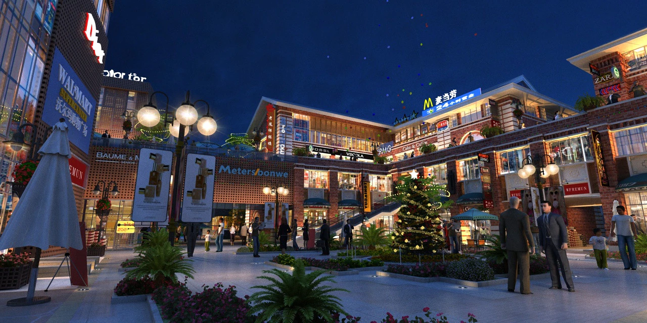 Commercial street 3D Model .c4d .max .obj .3ds .fbx .stl .blend 