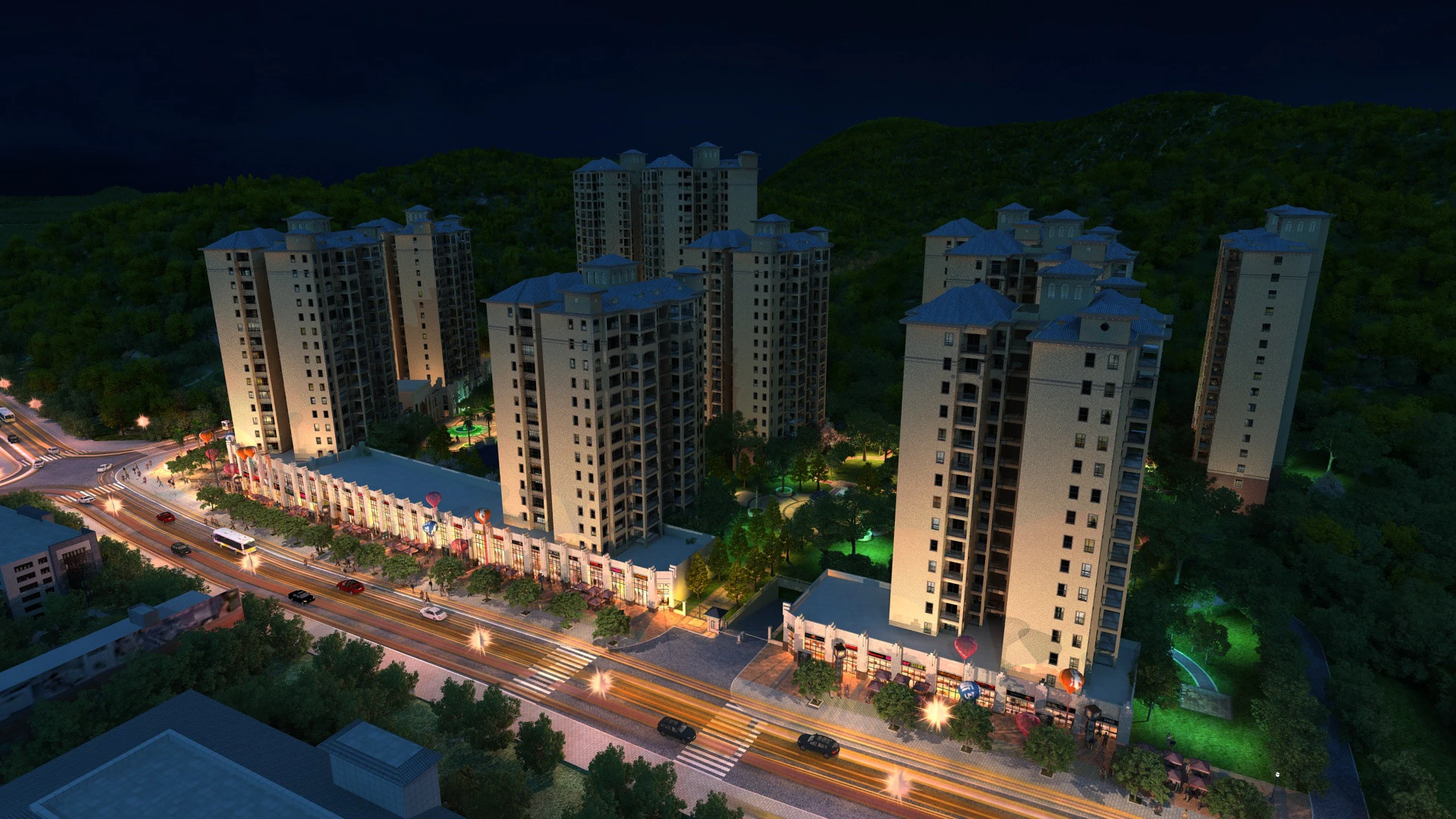 City night scene 3D Model .c4d .max .obj .3ds .fbx .stl .blend