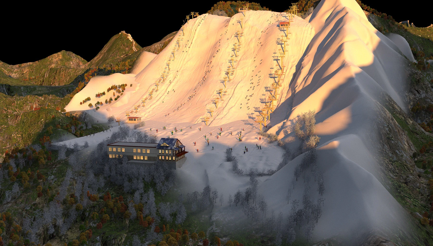 Ski resort 3D Model .c4d .max .obj .3ds .fbx .stl .blend