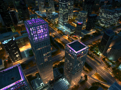 Stadtnachtszene 3D Modell