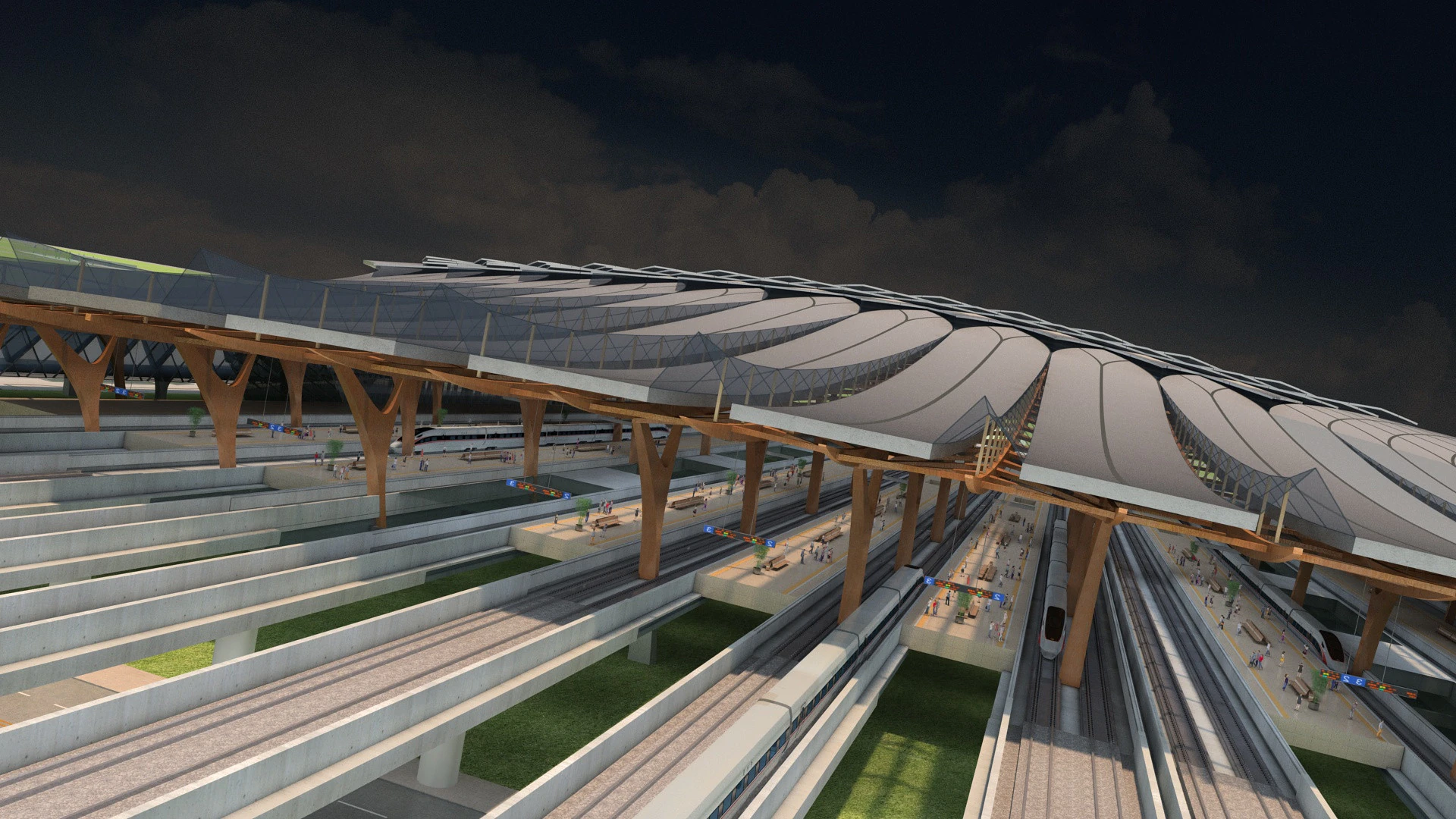 Railway station 3D Model .c4d .max .obj .3ds .fbx .stl .blend
