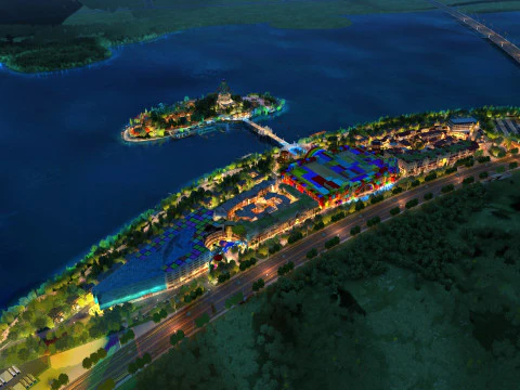 Town night scene 3D Model