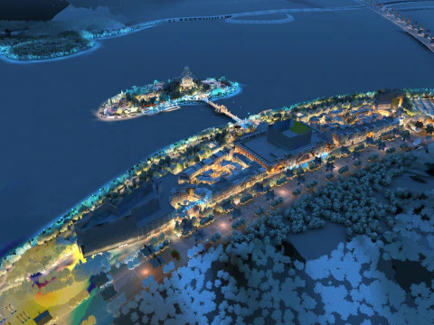 Town night scene 3D Model