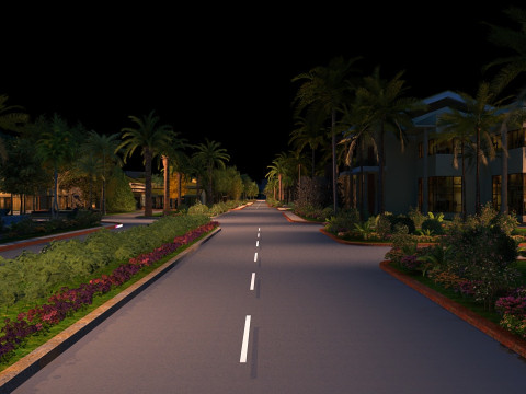 Town night scene 3D Model