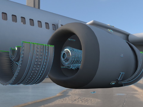 Airplane engine Modello 3D