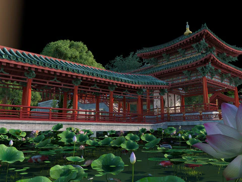 Lotus Pond 3D Model