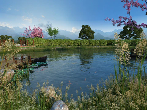 Lotus Pond 3D Model