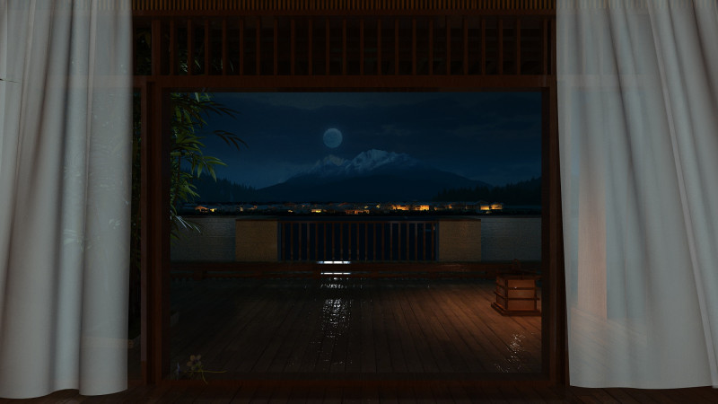 Balcony night view 3D Модель .c4d .max .obj .3ds .fbx .stl .blend 