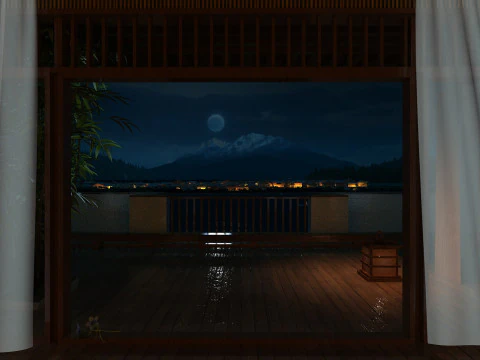 Vista noturna da varanda Modelo 3D