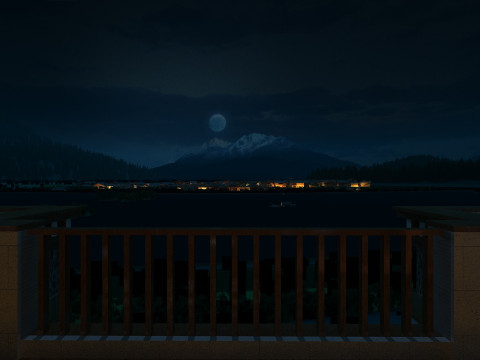 Balcony night view 3D Модель