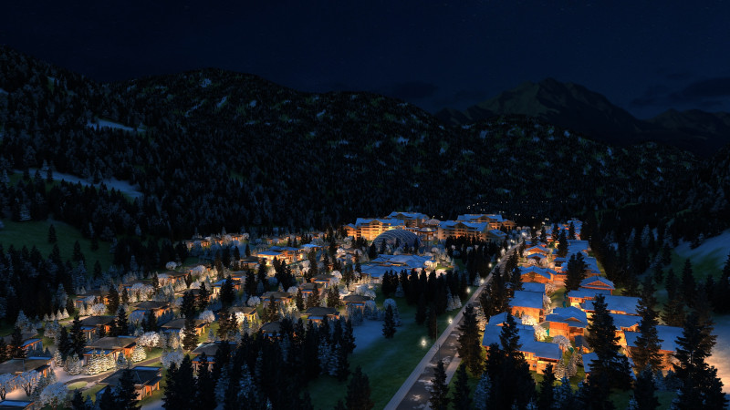 Bergdorf-Nachtszene 3D Modell .c4d .max .obj .3ds .fbx .stl .blend 