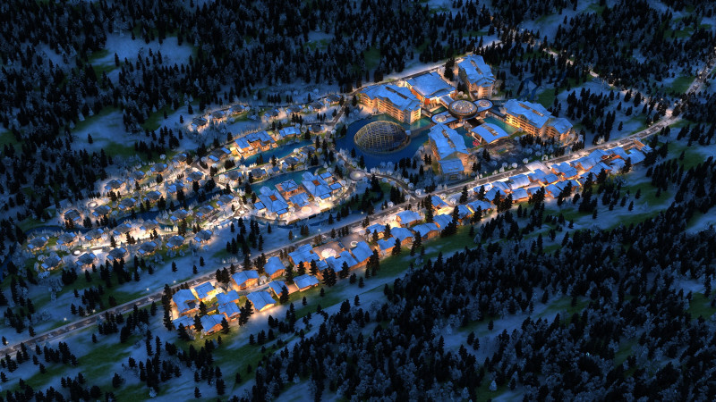 Mountain village night scene Modello 3D .c4d .max .obj .3ds .fbx .stl .blend 