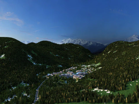 Pueblo de monta&ntilde;a Modelo 3D