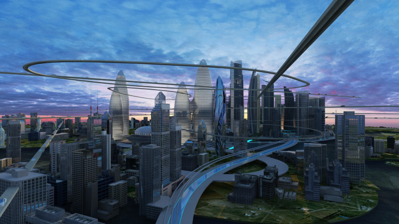 Futuristic city 3D Model .c4d .max .obj .3ds .fbx .stl .blend 