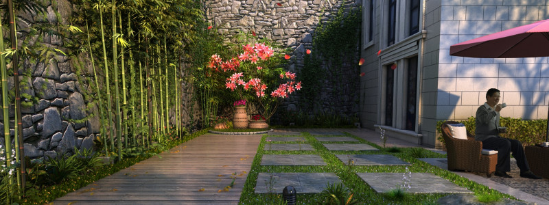 Courtyard Model 3D .c4d .max .obj .3ds .fbx .stl .blend