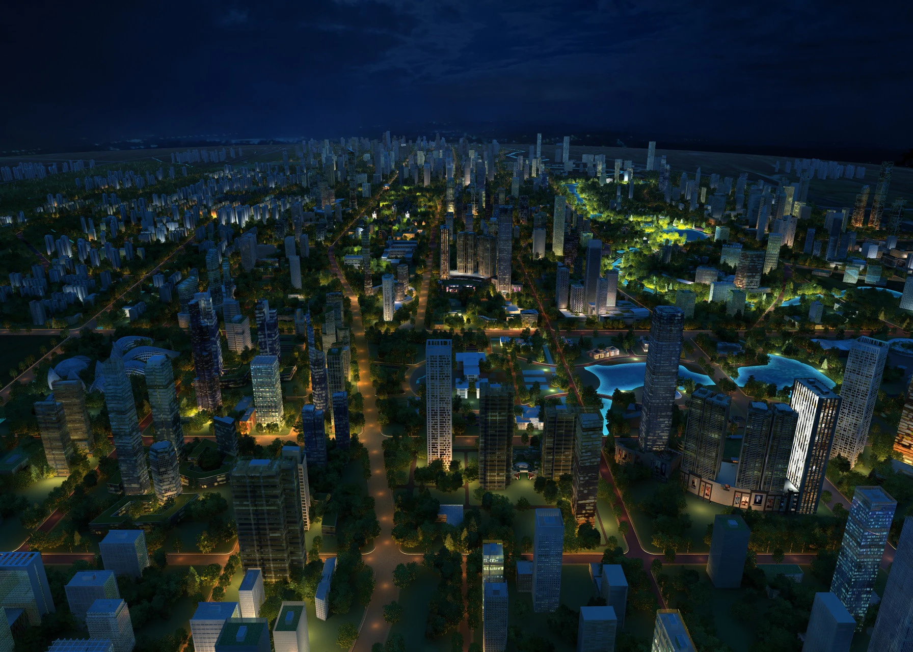 City night 3D Model .c4d .max .obj .3ds .fbx .stl .blend 