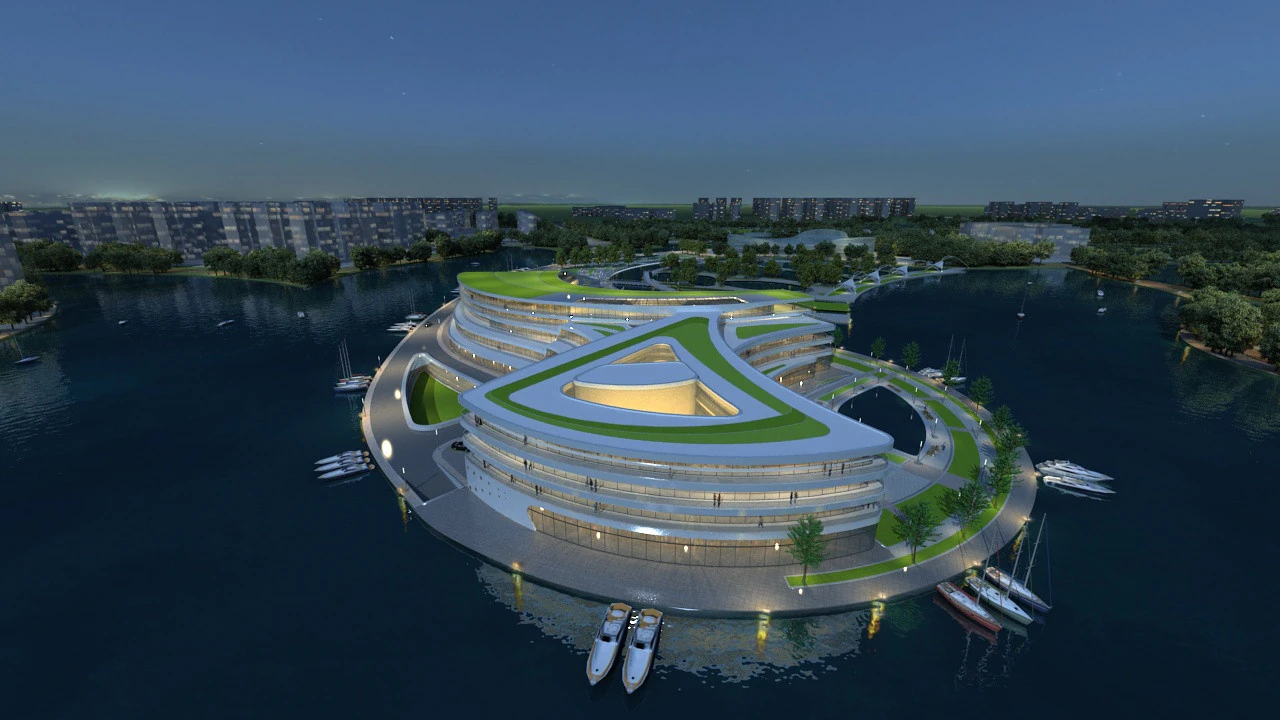 Lake tourism resort 3D Model .c4d .max .obj .3ds .fbx .stl .blend