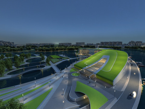 Località turistica lacustre Modello 3D