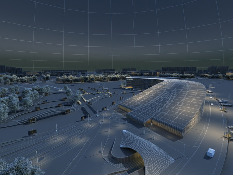 Località turistica lacustre Modello 3D