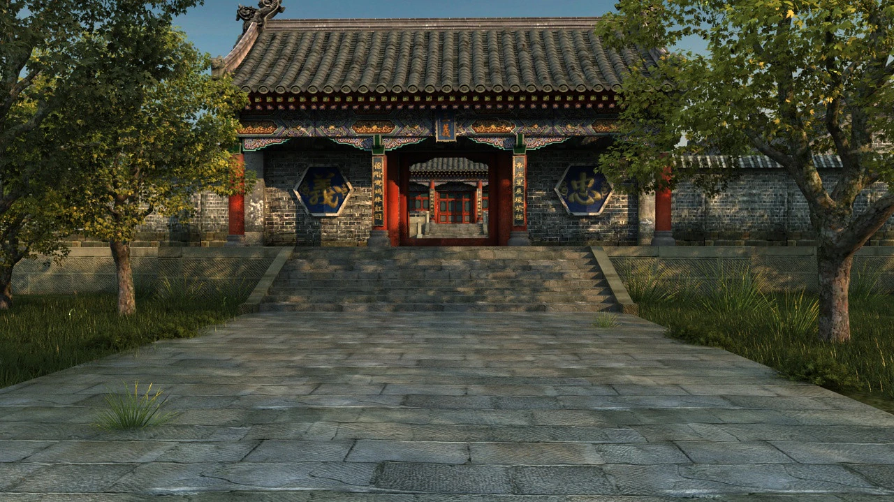 Quadrangle courtyard 3D Model .c4d .max .obj .3ds .fbx .stl .blend 