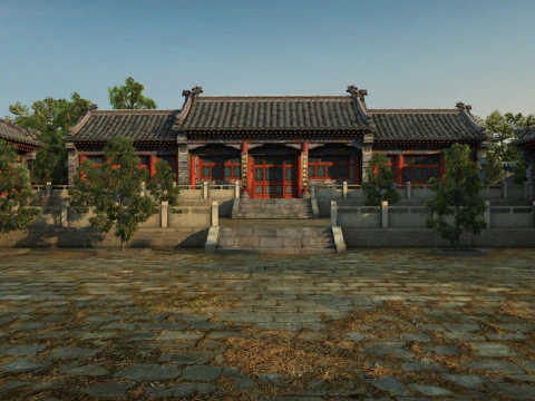 Quadrangle courtyard 3D Model