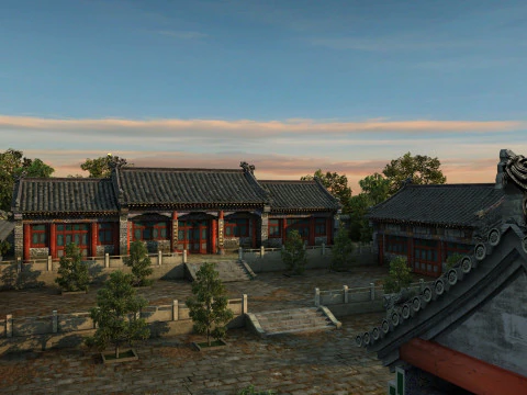 Quadrangle courtyard 3D Model