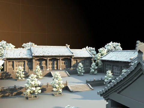 Quadrangle courtyard 3D Model