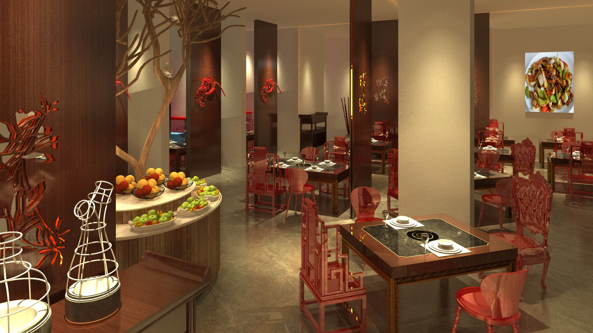 Chinese restaurant 3D Model .c4d .max .obj .3ds .fbx .stl .blend 