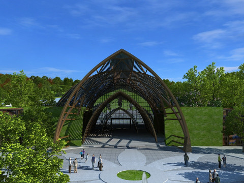 Hotel bangunan kuno Model 3D