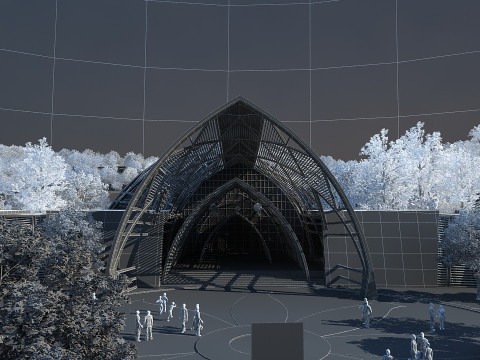 Hotel bangunan kuno Model 3D